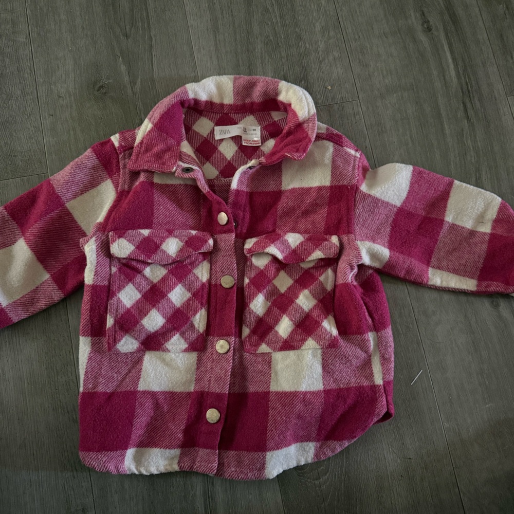 Zara Fuchsia and White Checkered Jacket